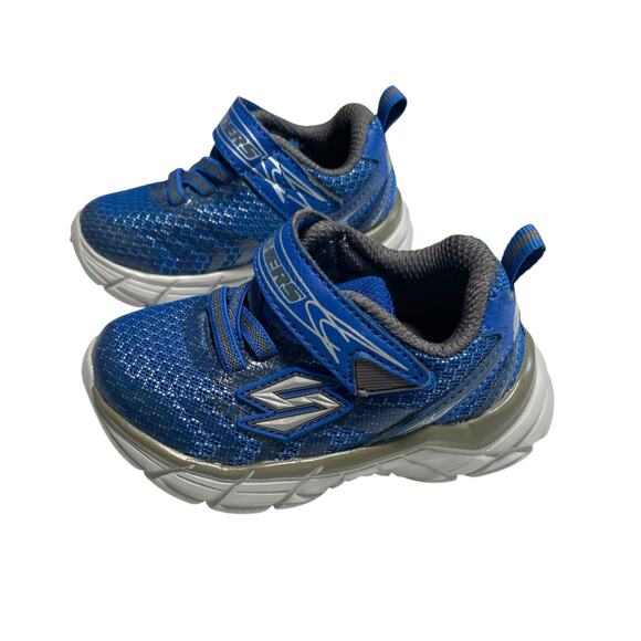 Skechers Rive Baby/Toddler Sneakers Size 5 Blue & Silver Casual Athletic Shoes - Picture 1 of 6
